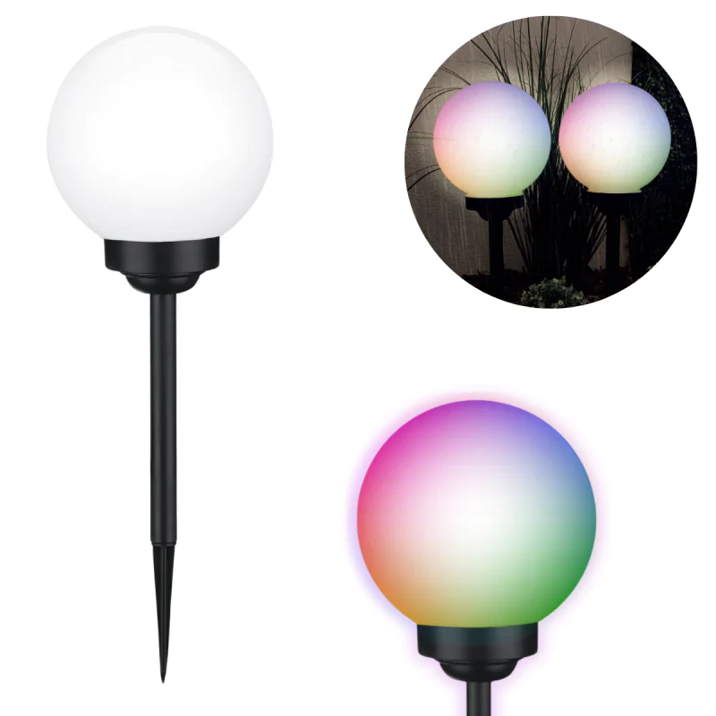 Lampa Solarna Wbijana Kula 10cm RGB - obrazek 2