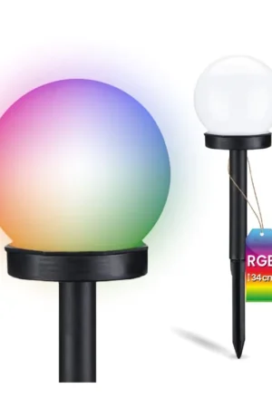 Lampa Solarna Wbijana Kula 10cm RGB