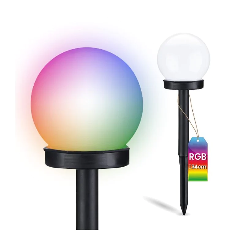 Lampa Solarna Wbijana Kula 10cm RGB