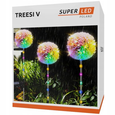 Lampa solarna LED wbijana ogrodowa Mniszek RGB
