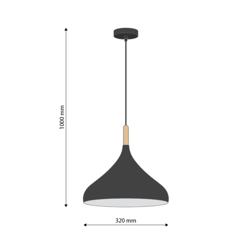 Oprawa wisząca 1 x E27, czarna lampa - obrazek 3