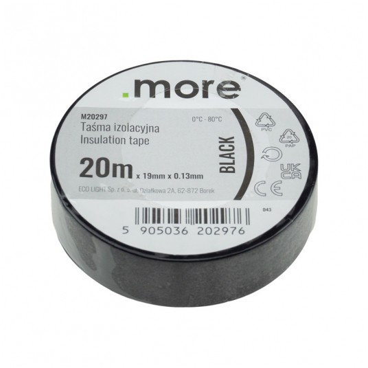 Taśma izolacyjna 19mm x 0,13mm czarna 20m