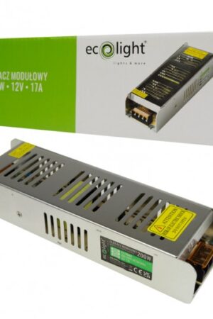 Zasilacz LED 200W 12V 17A IP20 SLIM 224x69x40