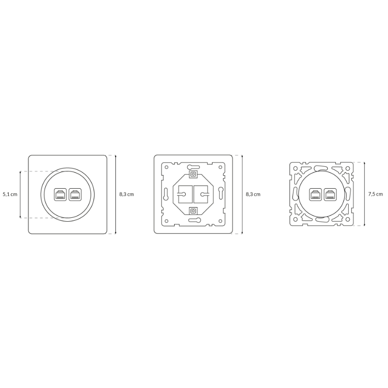 Gniazdo RJ45/RJ11 czarne OVAL - obrazek 3