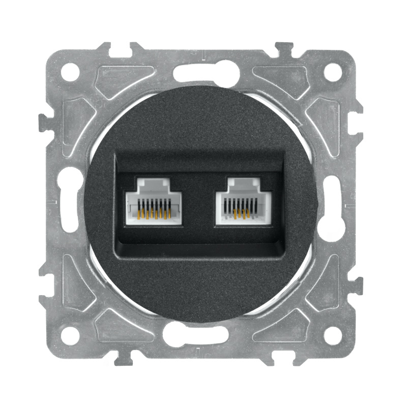 Gniazdo RJ45/RJ11 czarne OVAL