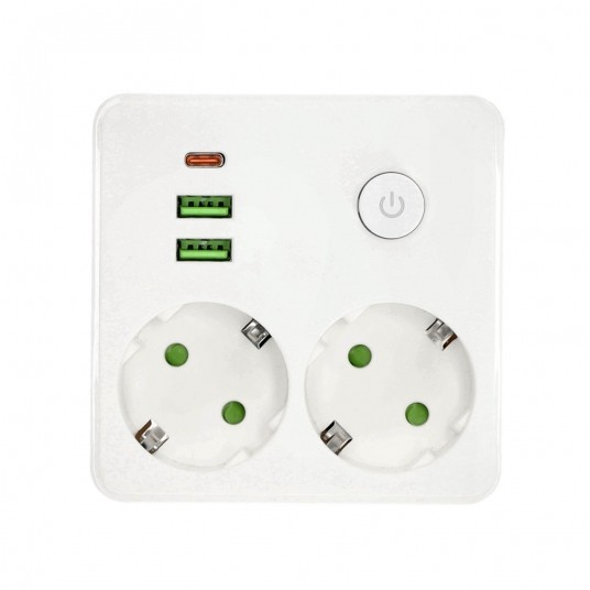 Rozgałęźnik LINEA PRO FL2 2gn+2USB/1USB-C biały - obrazek 2