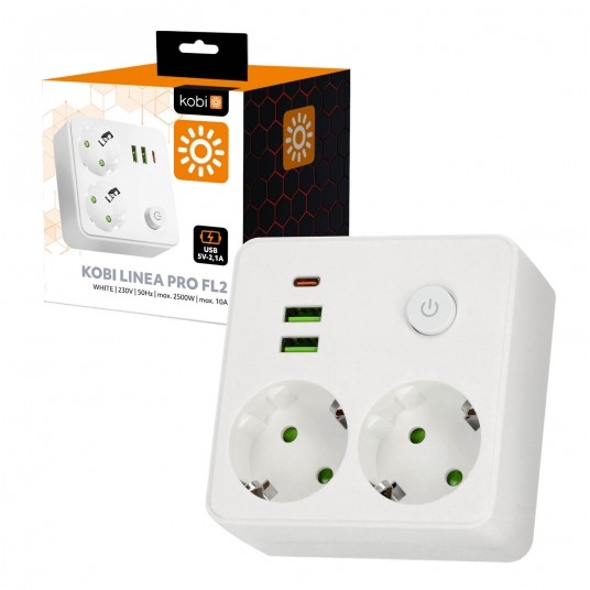 Rozgałęźnik LINEA PRO FL2 2gn+2USB/1USB-C biały