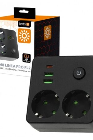 Rozgałęźnik LINEA PRO FL2 2gn+2USB/1USB-C czarny