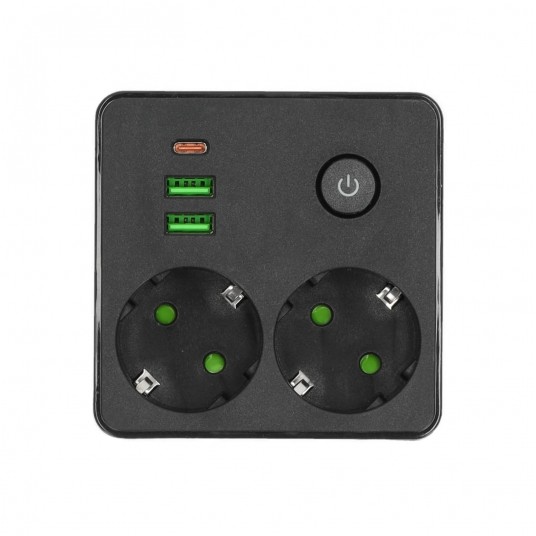 Rozgałęźnik LINEA PRO FL2 2gn+2USB/1USB-C czarny - obrazek 2