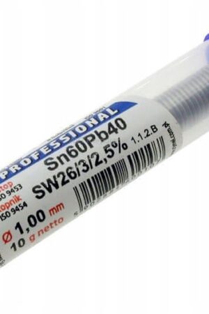 Spoiwo cyna drut lutowniczy fiolka 10g/1mm stop Sn60Pb40 CYNEL