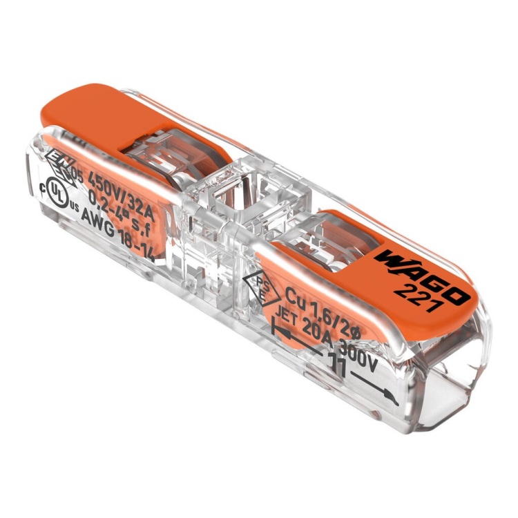 Złączka instalacyjna przelotowa z dźwignią podwójna 0,5-4mm2 drut/linka WAGO 221-2411