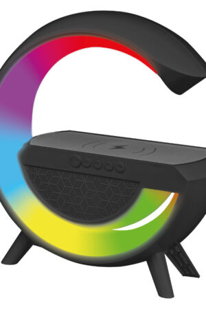 Głośnik Bluetooth LED RGB z ładowarką indukcyjną czarny