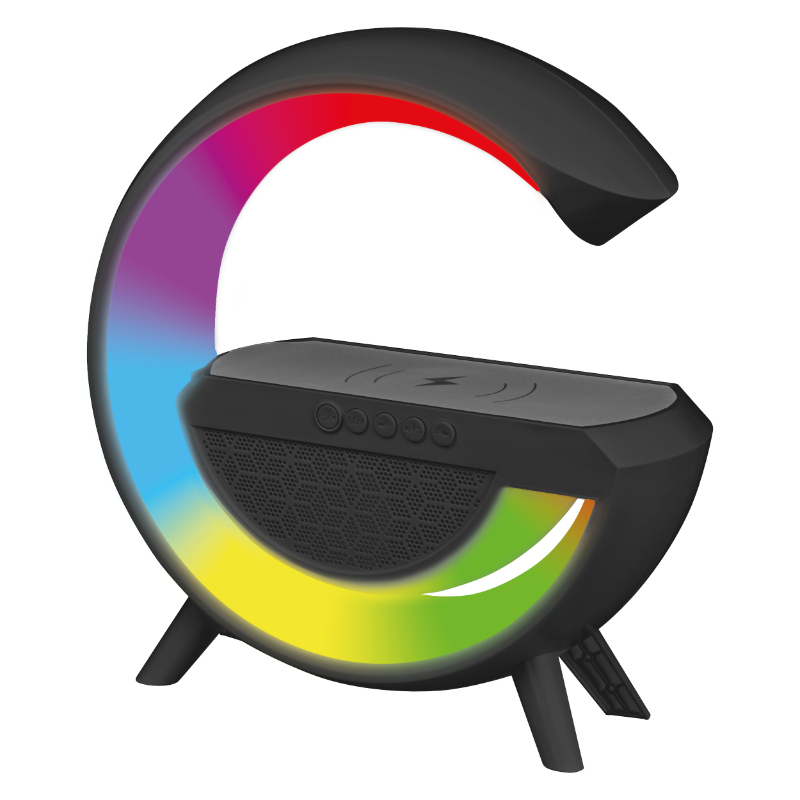 Głośnik Bluetooth LED RGB z ładowarką indukcyjną czarny