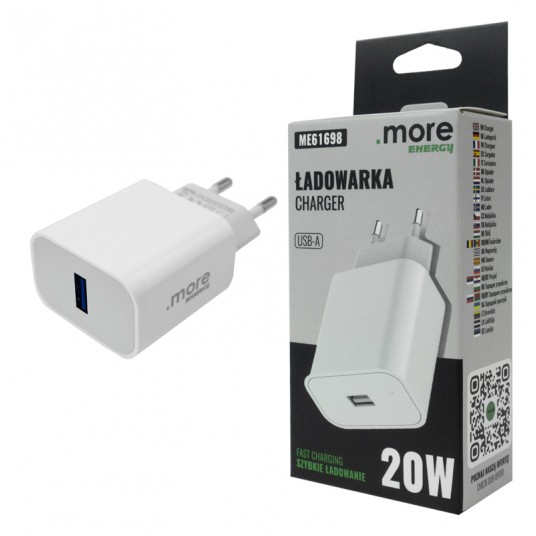 Ładowarka sieciowa 20W USB-A biała ME61698 - obrazek 2