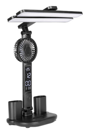 Lampka biurkowa LED z przybornikiem i wentylatorem USB 7W 200lm CCT
