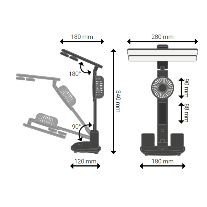 Lampka biurkowa LED z przybornikiem i wentylatorem USB 7W 200lm CCT - obrazek 5