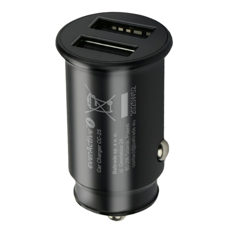 Ładowarka samochodowa 2 x USB-A czarna